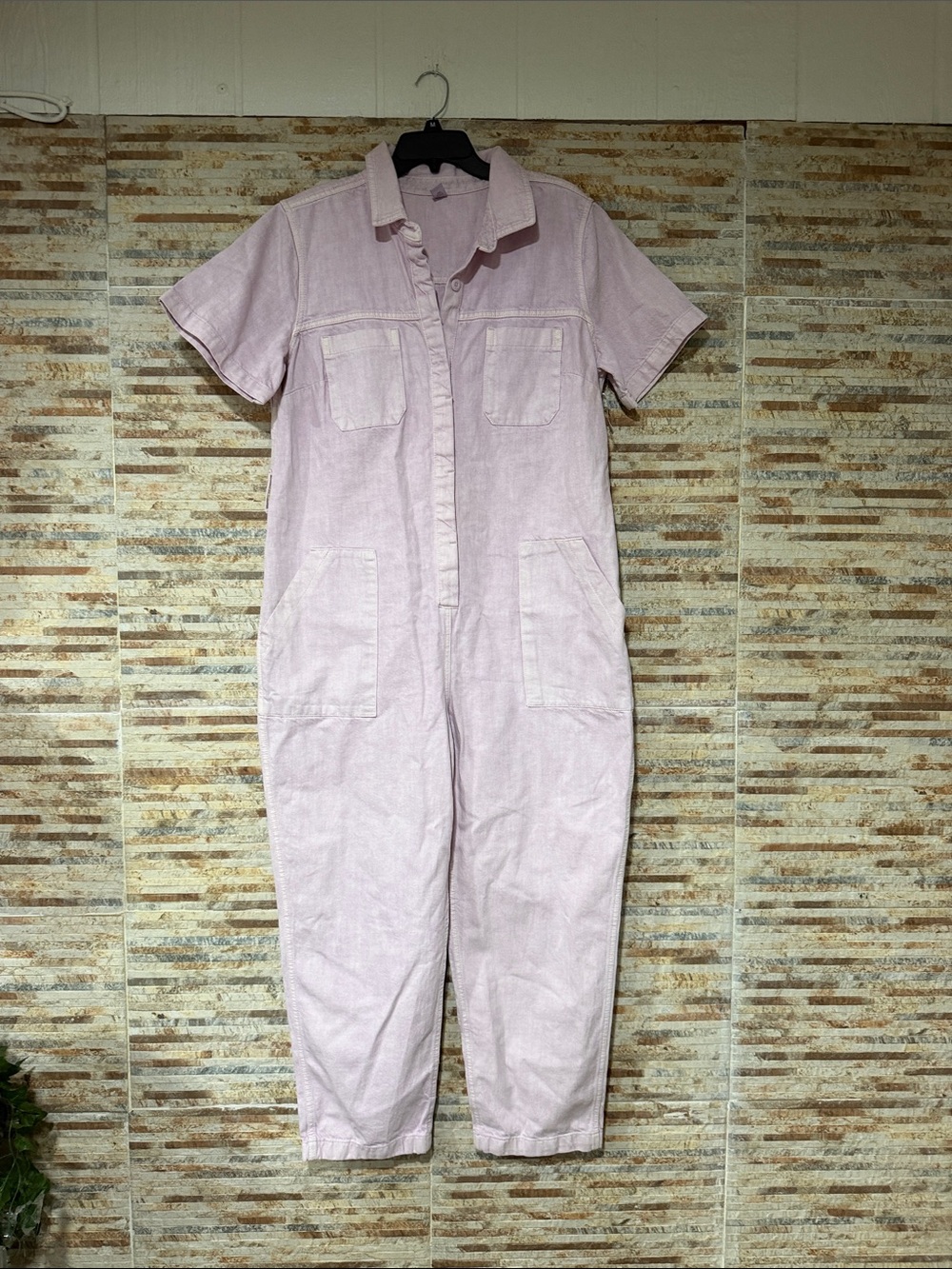 Old Navy Light Pink Short-Sleeve Utility Romper Jumpsuit